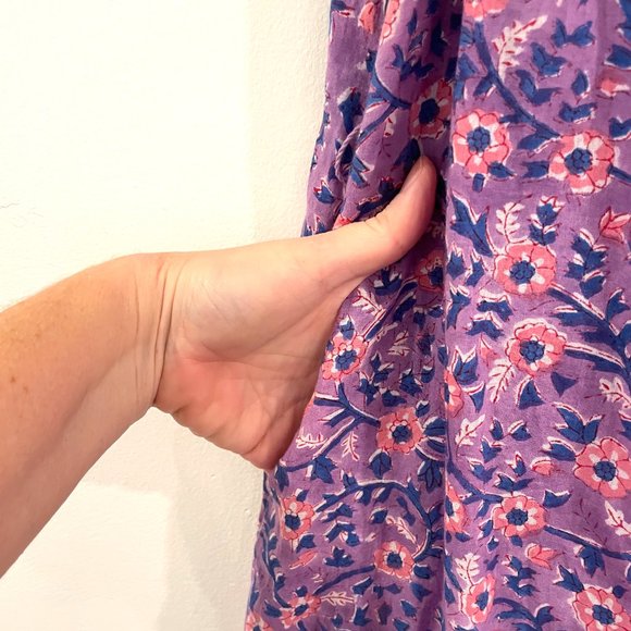 Emerson Fry India Collection Colette Midi Dress in Violet Wildflower Sz ML - Picture 8 of 9